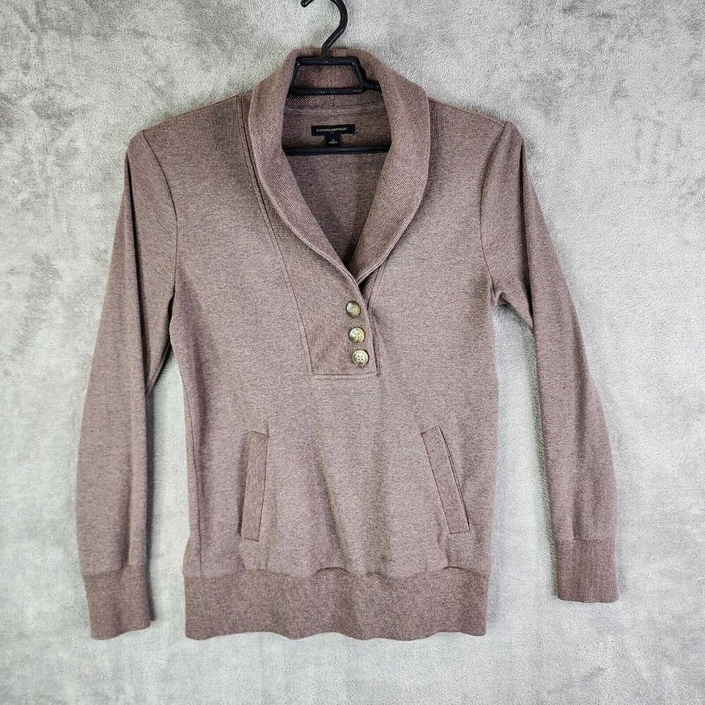 Men's Brown Banana Republic Sweater Factory Shawl Neck Pullover Button Neck M